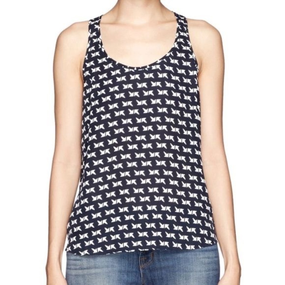 Theory Blue Silk Arrow Print Isaac Tank Top EUC Size Medium E0202545